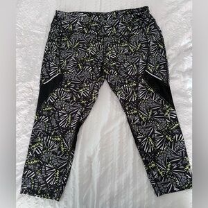 Avia athletic leggings 1x 16/18 Black, white and neon green